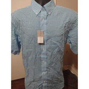 New Daniel Cremieux Signature Collection Short Sleeve Shirt Large L Blue White